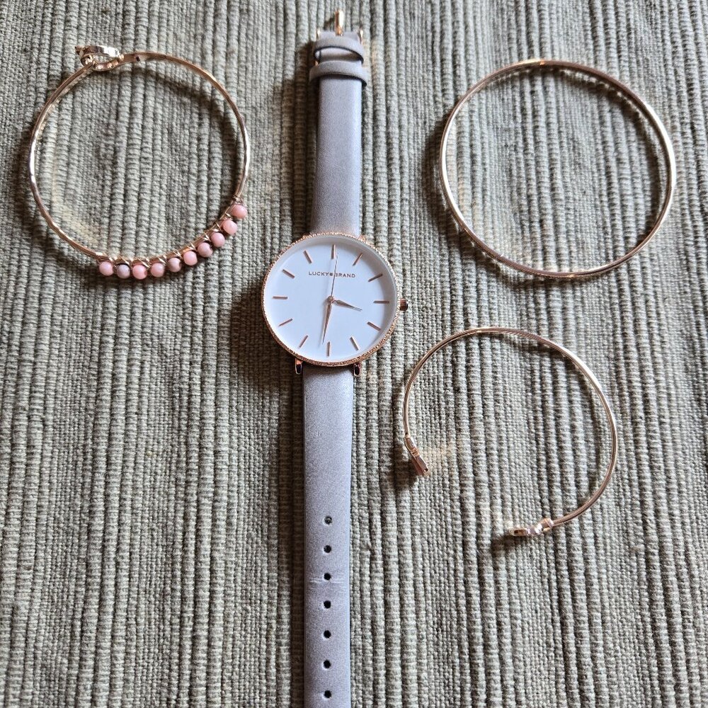 Lucky Brand Watch and Bracelet Set-Rose Gold